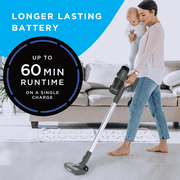 iHome SV2 Cordless Stick Vacuum Cleaner — 24 kPa Suction, LED Headlights, 60-Min Runtime, HEPA Filter for Carpet, Hard Floors & Pet Hair