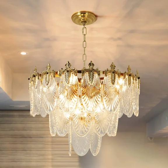 LUOLAX Luxury Modern Crystal Chandelier Modern Lighting Pendant Ceiling Fixtures 24"