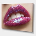thumbnail image 3 of Designart ' Girl Lips Pink Lipstick and Sequins ' Modern Canvas Wall Art Print, 3 of 4