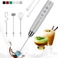 thumbnail image 1 of WANGQ Milk Frother Handheld Rechargeable, Frother Wand Drink Mixer Electric Whisk for Coffee, Detachable With 3 Stainless Whisks, Hand Mixer for Lattes, Cappuccino, 1 of 7