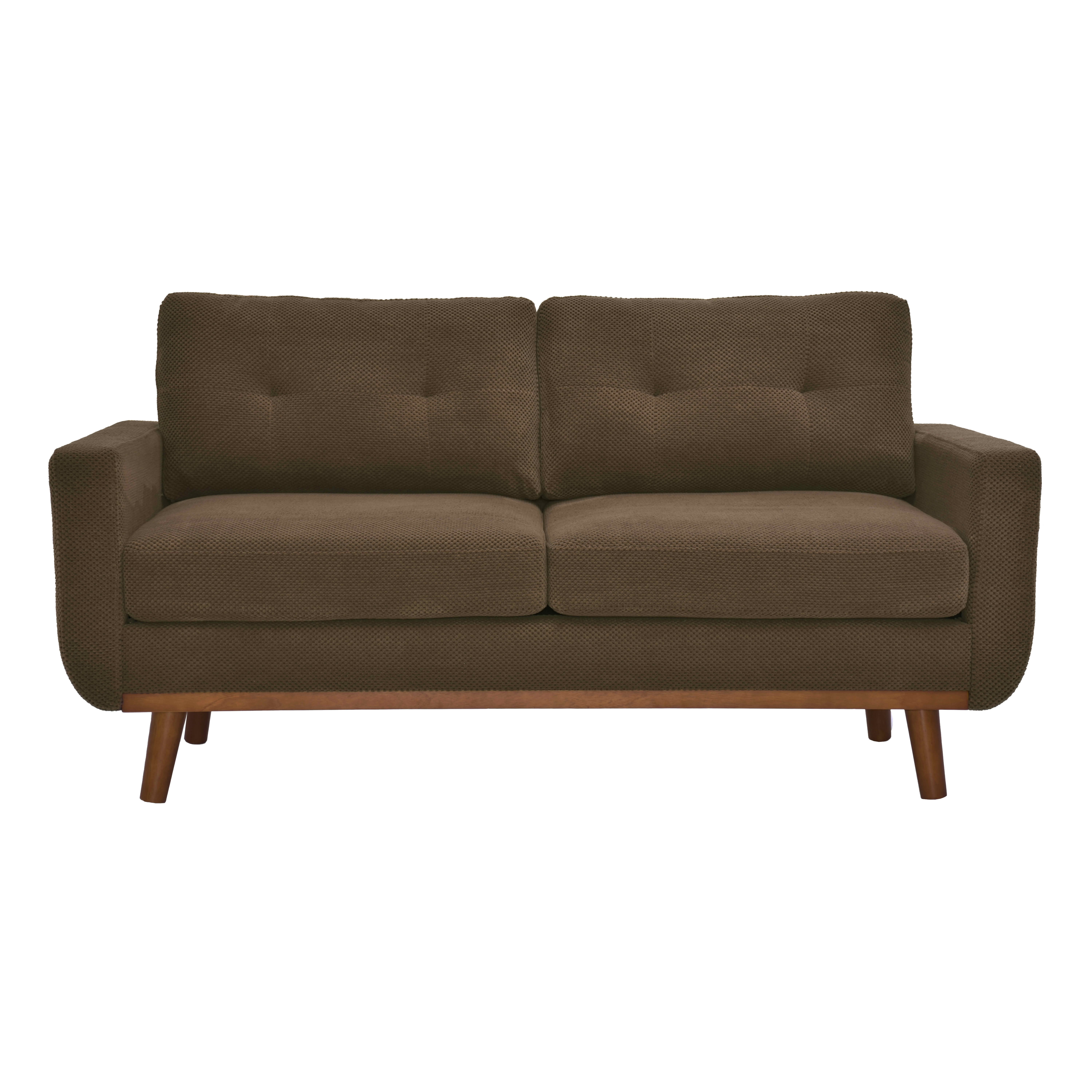 MAYEERTY 65‑Inch Modern Minimalist Two‑Seater Sofa, Nubby Upholstered Loveseat with Sturdy Solid Wood Legs, Mid‑Century Upholstered Couch for Living Room