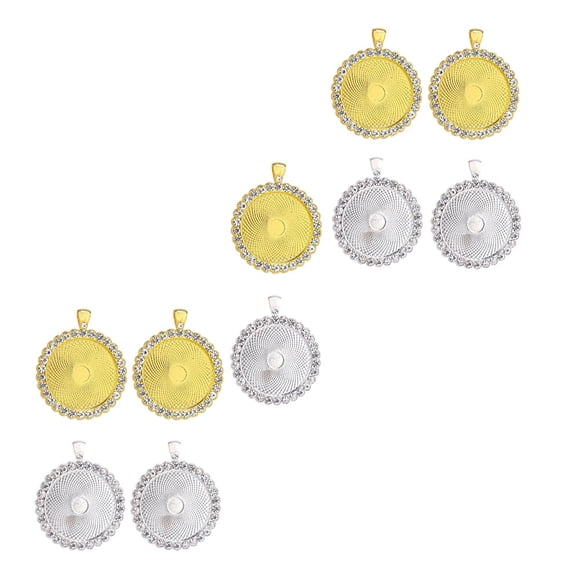 ELAYARD 10Pcs Bezel Pendant Bases Alloy Crystal Round for Custom Jewelry Projects Handmade Enthusiasts