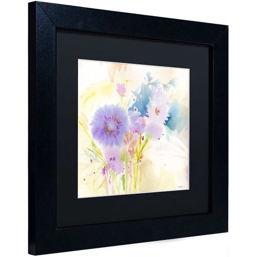 Trademark Fine Art "Mixed Blue Bouquet" Canvas Art by Sheila Golden, Black Matte, Black Frame