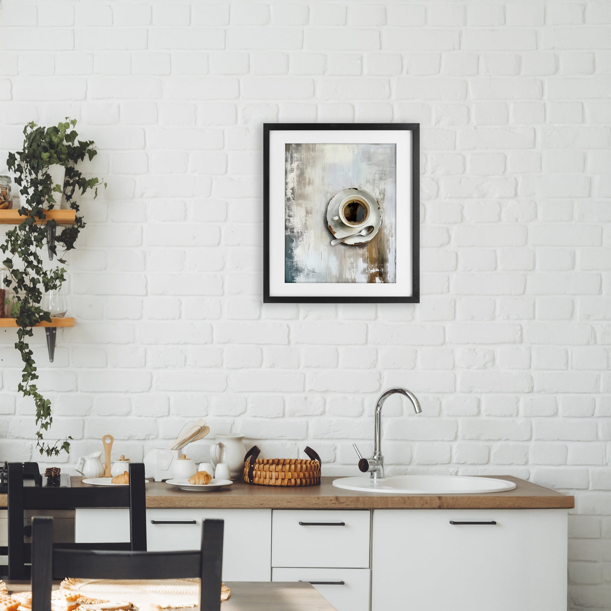Stupell Industries Neutral & Rustic Cup of Coffee Black Framed Print Under Glass, design by LSR Design Studio