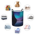 thumbnail image 4 of Balery Night At Lake Aurora Cesta de ropa redonda con asas, impermeable, independiente, para ropa, juguetes, dormitorio y familia-Small, 4 of 6