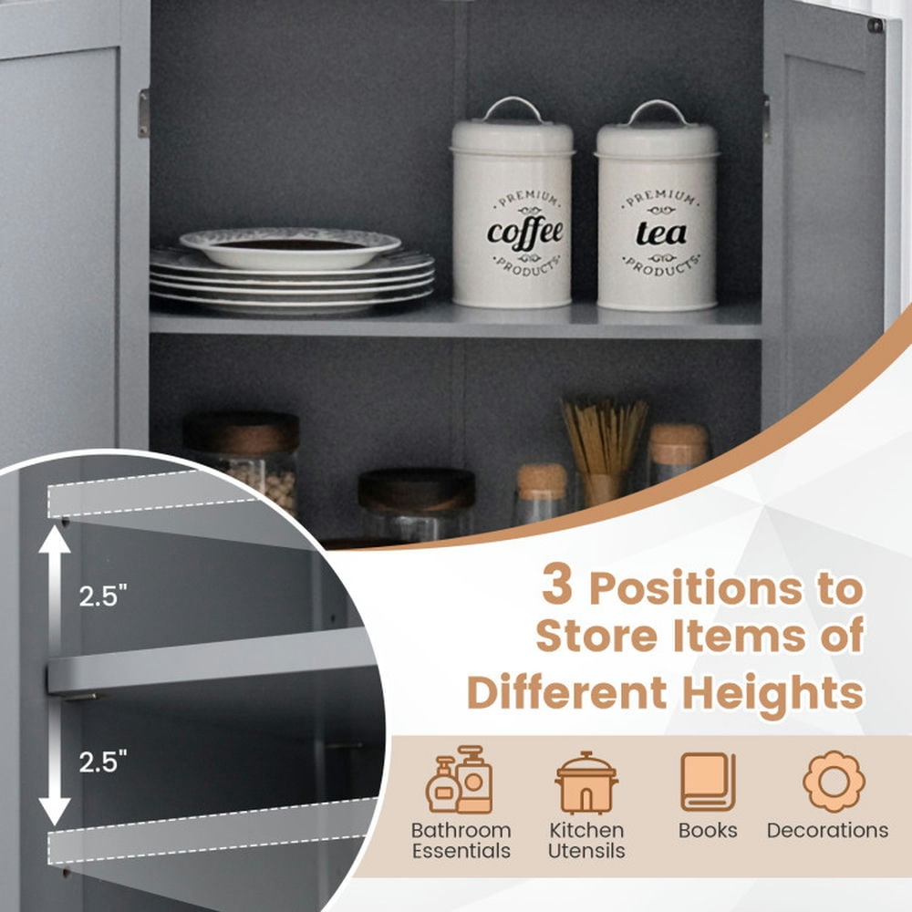 Finihen Bathroom Storage Cabinet, Bathroom Floor Cabinet, Bathroom Floor Storage Locker Kitchen Cabinet with Doors and Adjustable Shelf, for Bathroom, Living Room, Bedroom, Kitchen, Gray Finihen Bathroom Storage Cabinet, Bathroom Floor Cabinet, Bathroom Floor Storage Locker Kitchen Cabinet with Doors and Adjustable Shelf, for Bathroom, Living Room, Bedroom, Kitchen, Gray