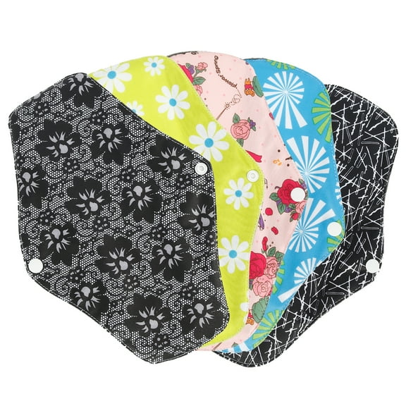 Fznkrag 5Pcs Reusable Women Menstrual Pads Panty Liners Sanitary Bamboo Washable Cloth