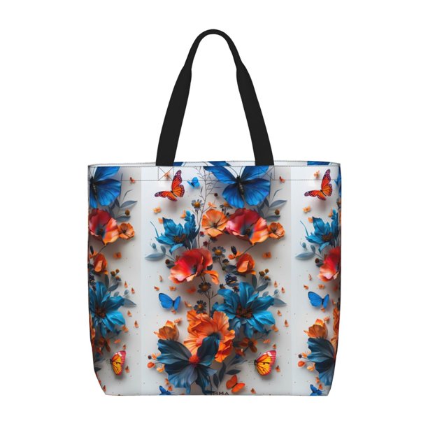 Balery 3D Butterfly Bolsa de Mano para Mujeres con Cremallera, Bolsa de Gimnasio con Compartimentos, Bolsa para Laptop, Bolsa para Trabajo