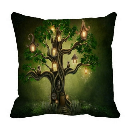 PHFZK Tree of Life Pillow Case, Fantasy Forest Tree Pillowcase Throw Pillow Cushion Cover Two ...