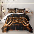 thumbnail image 2 of Erosebridal Gamepad Bed Spread Queen,Orange Neon Grid Art Queen Coverlet Set For Boys,3-Piece, 2 of 7