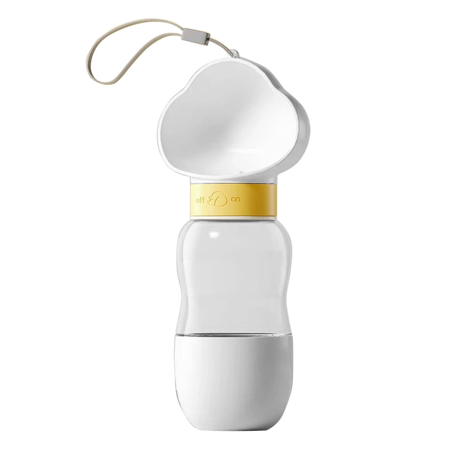 Portable Pet Water Dispenser with Food Container & Collapsible Bowl Leak-Proof Travel Drinking Bottle White