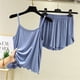 thumbnail image 4 of Conjunto de Pijama de dos piezas para mujer, de dos piezas ropa de dormir, ropa interior de verano, informal, color liso, 2023, 4 of 4