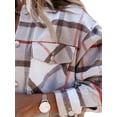 thumbnail image 3 of Gupgi Manteau Femme Simple Boutonnage Automne Décontracté Manches Longues Col à Revers Haut à Carreaux, 3 of 4