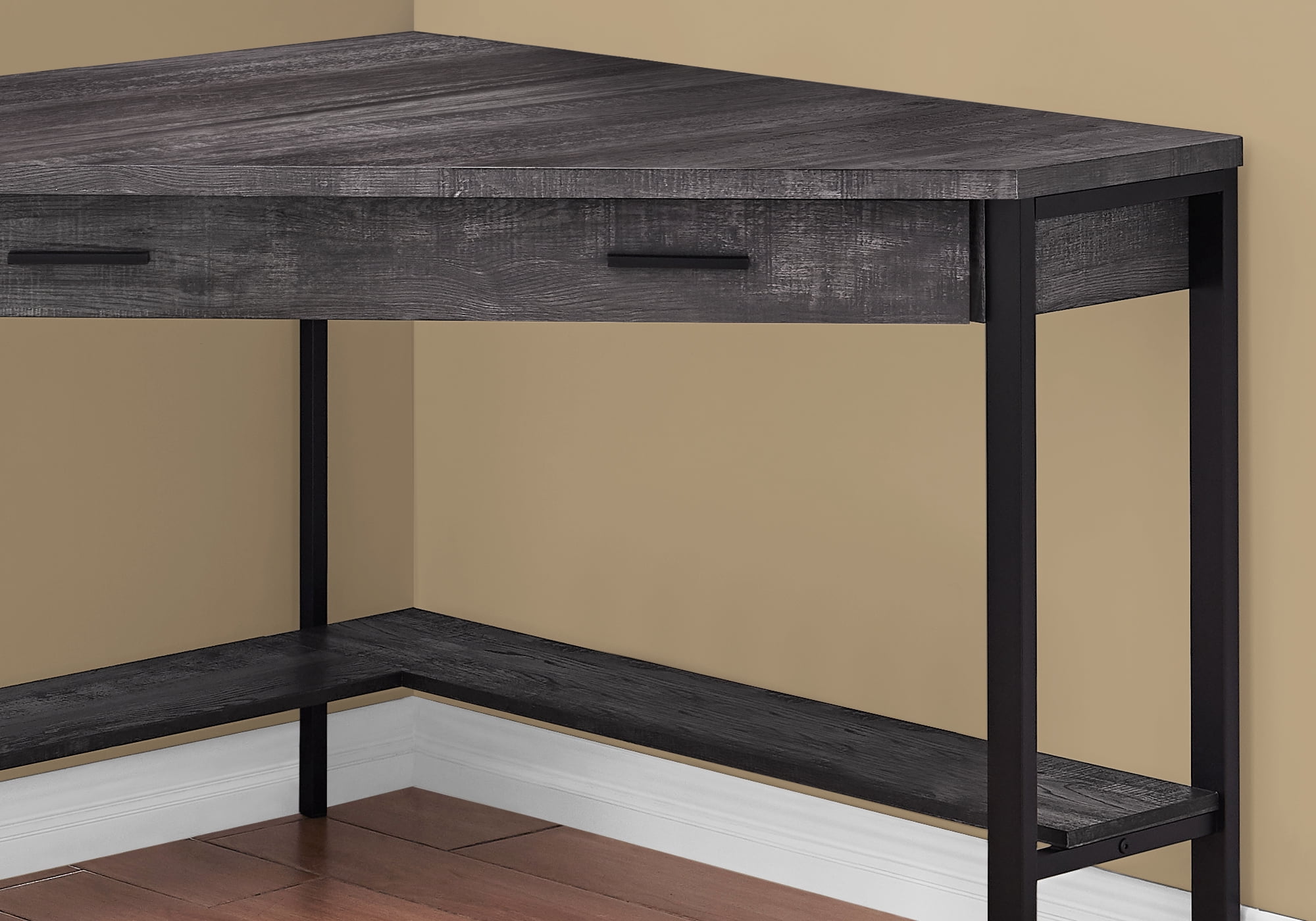 Contemporary Home Living 42" Black Reclaimed Wood Corner Computer Desk