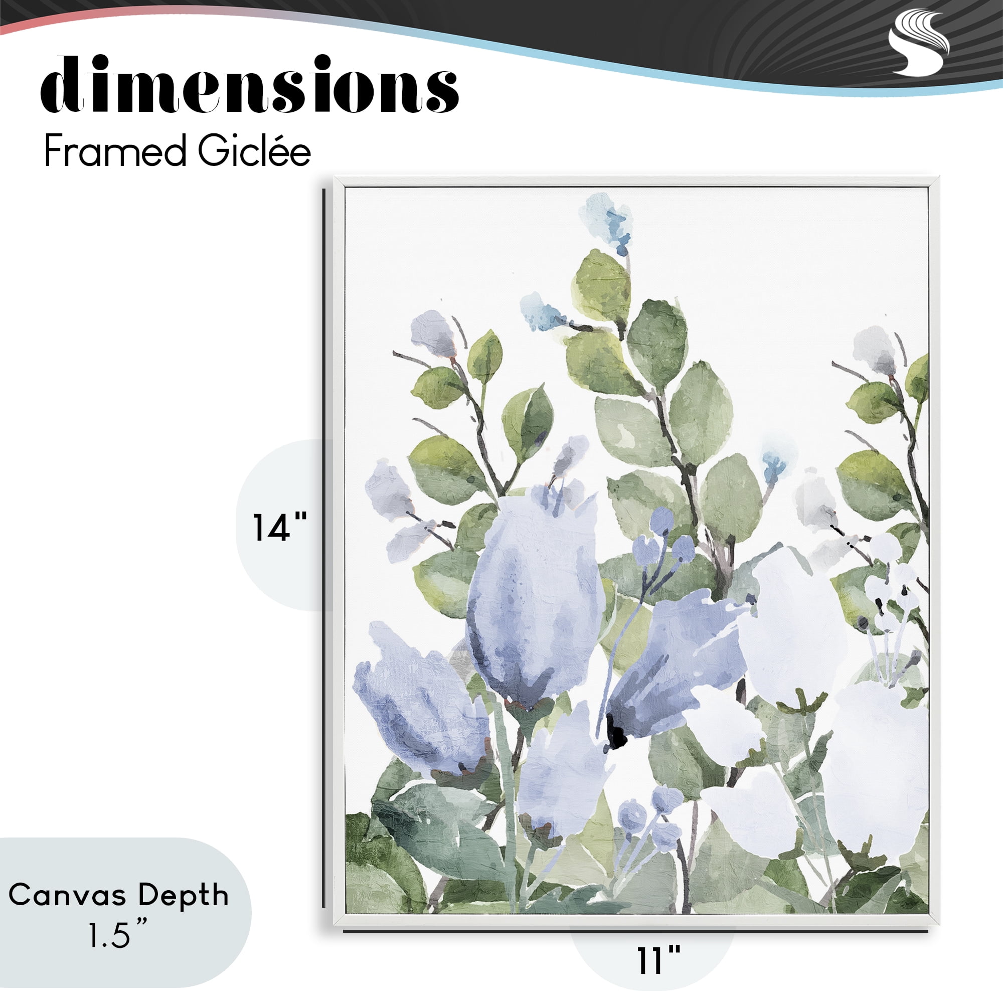 Stupell Industries Blue Spring Botanicals White Framed Giclee Art, design by Kim Allen