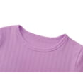 thumbnail image 2 of Cooltree Crewneck T-Shirt for Girls - Pure Deep Plum Soft Pointelle Long Sleeve Pullover Stylish Tops Size 12, 2 of 7