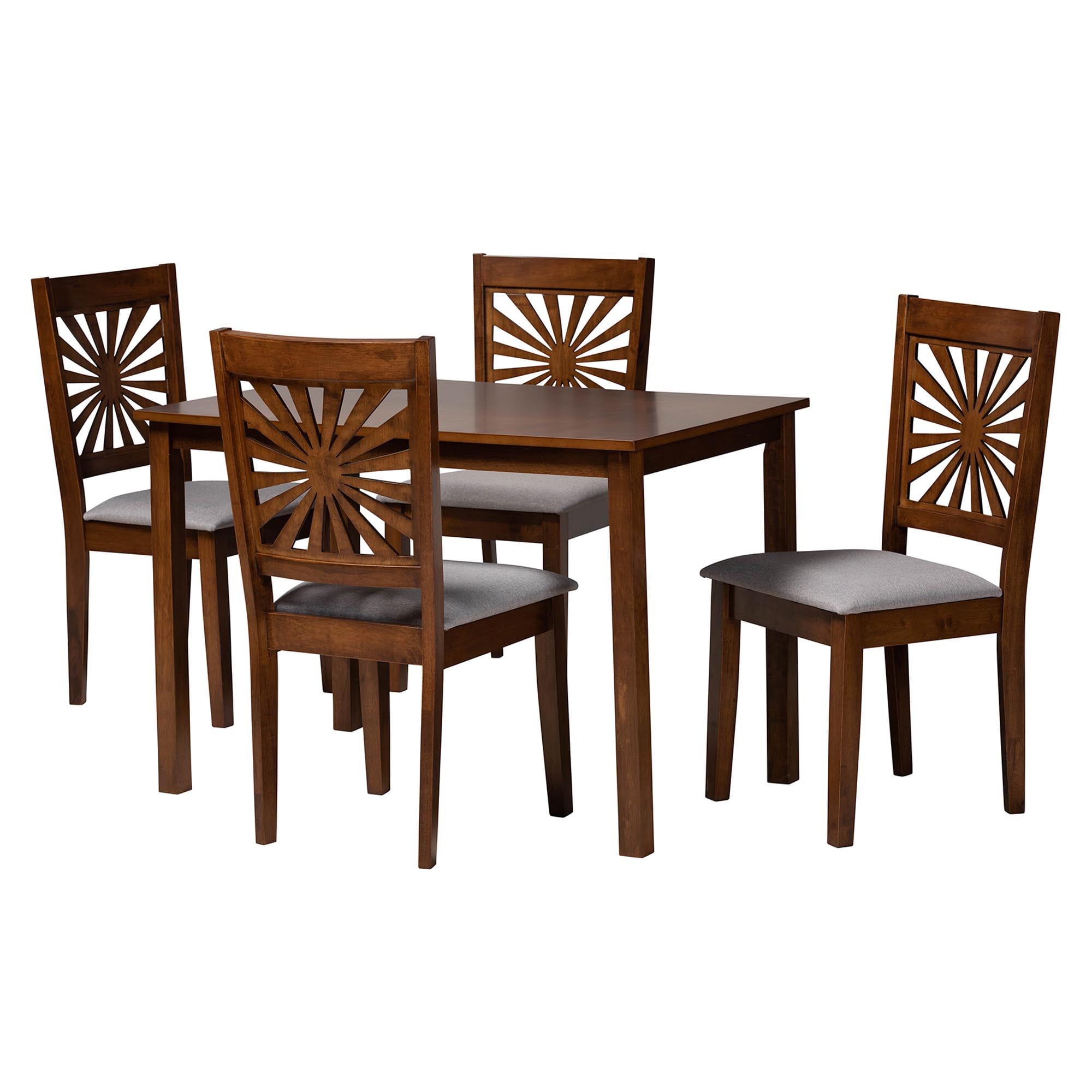 Baxton Studio Olympia Modern Dining Set, 5-Piece, Walnut Brown