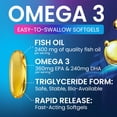 thumbnail image 5 of Omega 3 Fish Oil Supplements - 2400mg Fish Oil Per Serving - Triple Strength Omega-3 with Fatty Acids EPA & DHA - Natural Heart, Brain & Immune Support - Wild Caught, Bottled in USA - 120 Softgels, 5 of 9