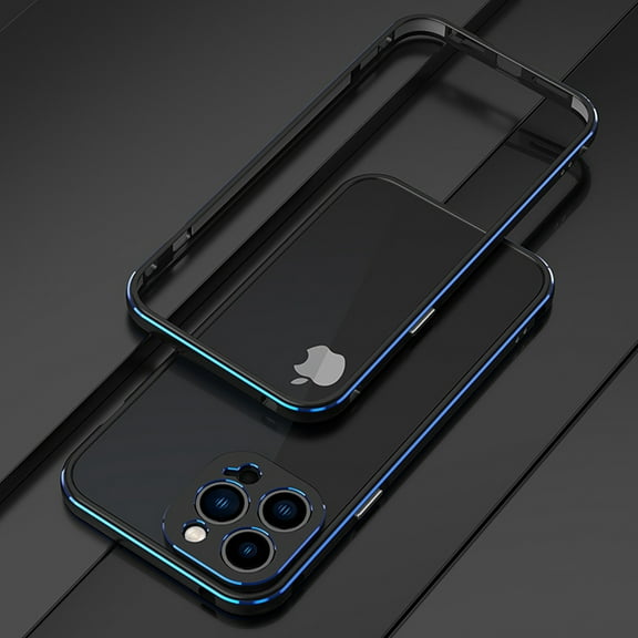Dteck Case for iPhone 13 Pro Max 6.7-inch,Shockproof Metal Aluminum Bumper Frame Slim Case with Camera Lens Protector Cover for iPhone 13 Pro Max,Black Blue