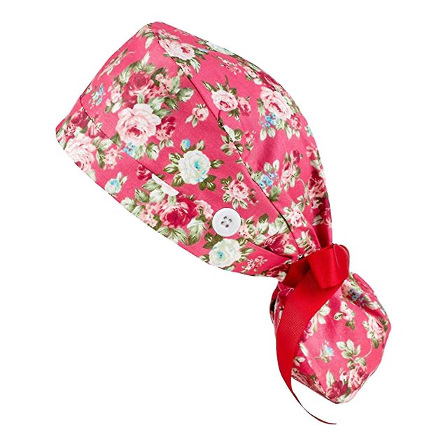 Gorro médico con botones Bouffant Hat con banda para el sudor para mujeres y hombres