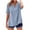Light Blue, variant on RongHuan Women's Short Sleeve Shirts Button Down Cotton Linen Tops Spring Summer V Neck T-Shirt Casual Loose Fit Blouses
