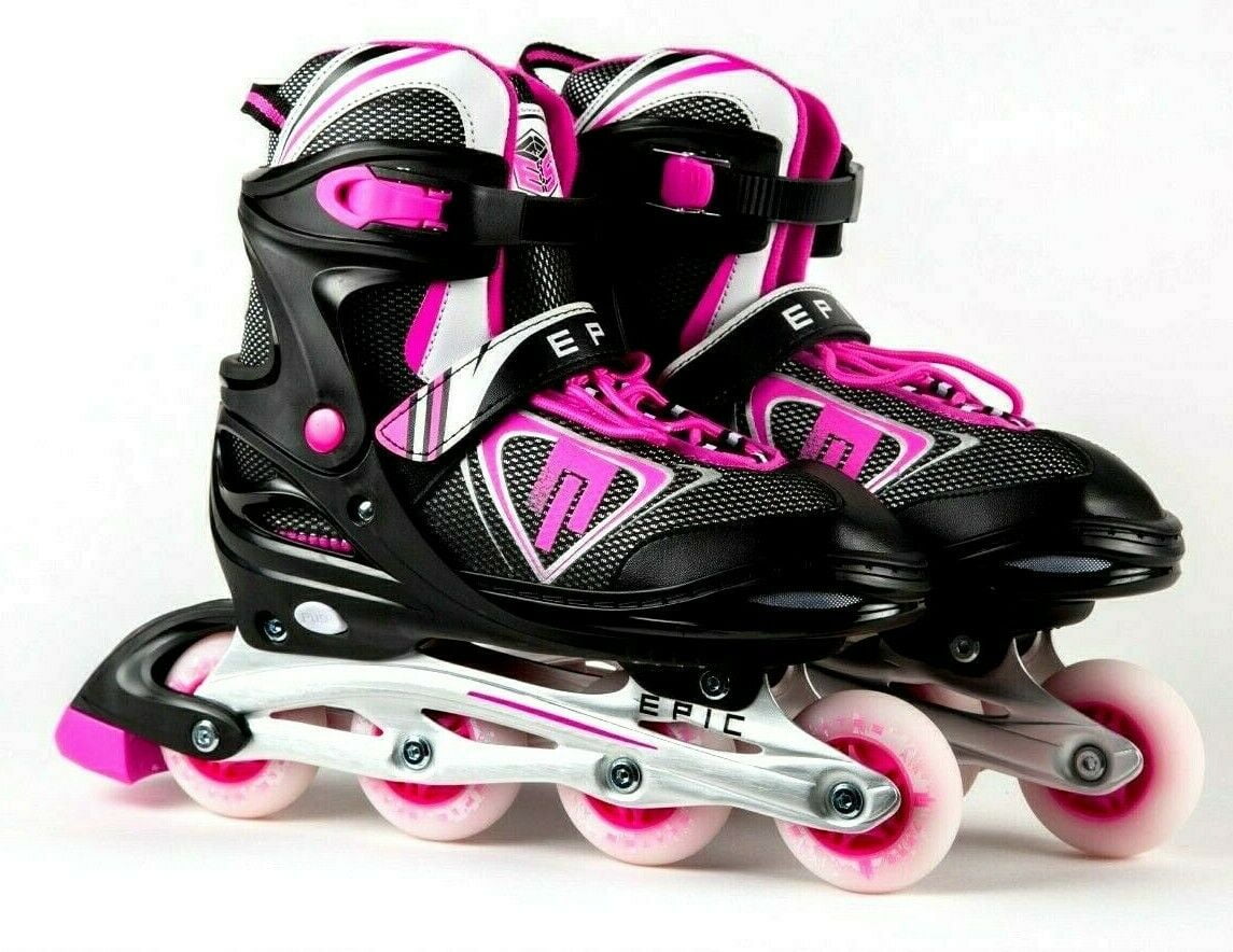 Epic Fury Adjustable Inline Roller Skates w/LED Light Up Wheels