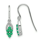 Primal Silver Sterling Silver Rhodium-plated Diamond and Emerald Shepherd Hook Earrings