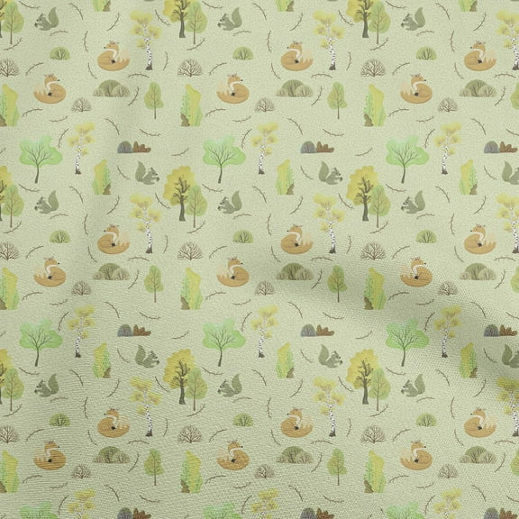 oneOone Polyester Spandex Greenish Beige Fabric Autumn Sewing Craft Projects Fabric Prints By Yard 56 Inch Wide