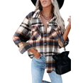 thumbnail image 1 of Womens Corduroy Button Down Shirts Shacket Boyfriend Long Sleeve Oversized Blouses Tops Casual Collared Jacket, 1 of 3
