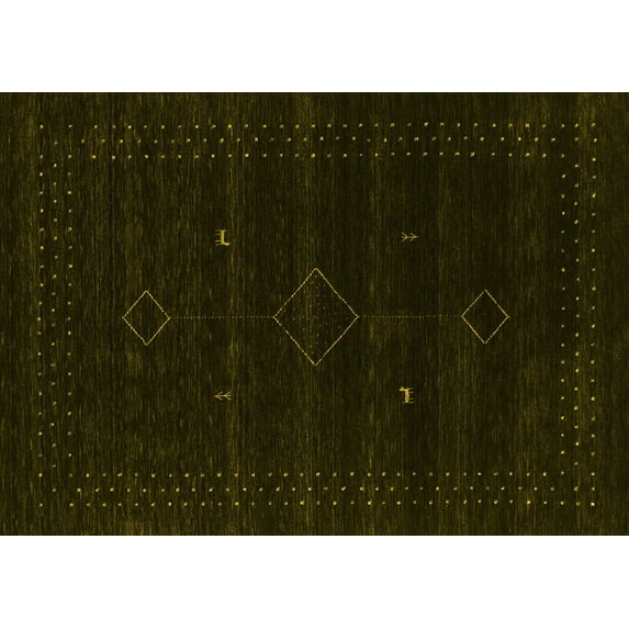 Ahgly Company Indoor Rectangle Abstract Yellow Contemporary Area Rugs, 7' x 9'