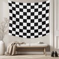 thumbnail image 5 of Simple Black White Checkered Small Tapestry for Bedroom Wall Hanging Tapestry, Lattice Buffalo Plaid Ceiling Backdrop Tapestries Poster Blanket Wall Decor for Teens Room Living Room Dorm 23" x 28", 5 of 8