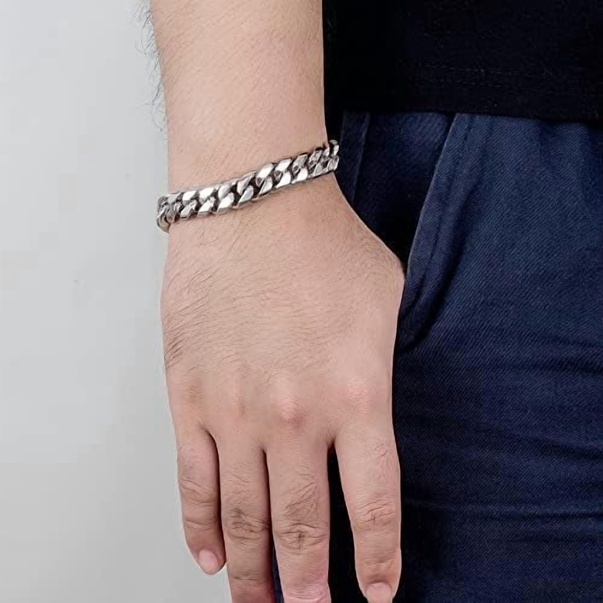925 Sterling Silver Italian Solid 10-12-14mm Diamond-Cut Cuban Link Curb Chain Bracelet for Men, Jewelry Party Birthday Gift