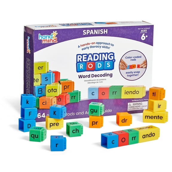hand2mind Spanish Reading Rods Word Decoding, Word Building Activities, Letter Blocks