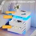 thumbnail image 5 of LVSOMT Nightstand with Charging Station and LED Light, Modern Night Stand with 2 Drawers, Smart Nightstand with USB Ports and Wireless Charger, Bedside Table for Bedroom, White, 5 of 7