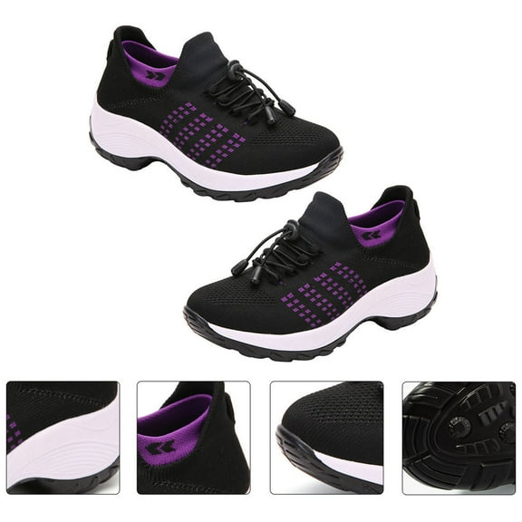 Phenofice 1 Pair Knitted Elastic Leisure Shoes Breathable Fashion Sneakers for Women in