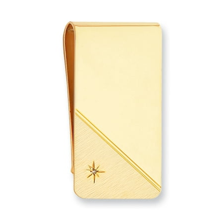 Key Fob Money Clip Gold Plated Kelly Waters Star Cut .001ct. Diamond Money Clip Man Key Ring Wallet Gift For Dad Mens For Him ()