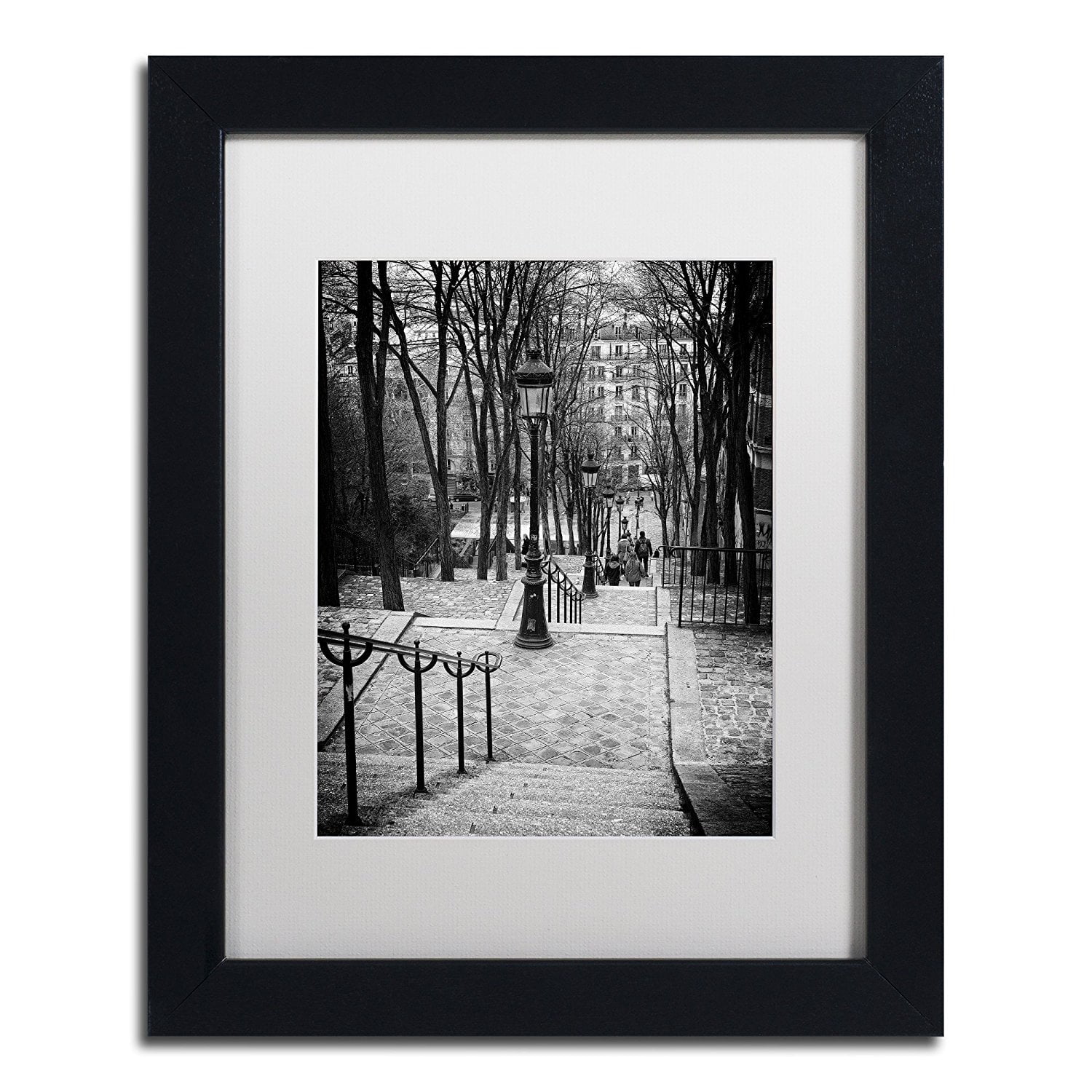 White Matte Black Frame Staircase Montmartre Paris Wall Decor by