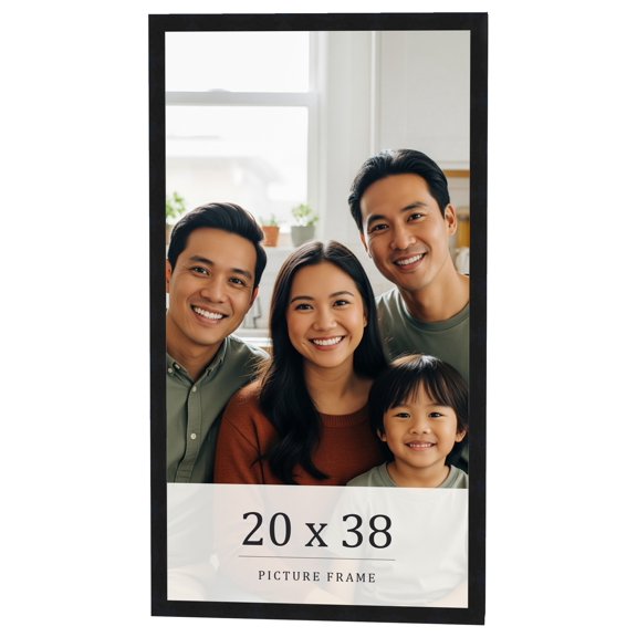 20x38 Frame Black Real Wood Picture Frame Width 0.75 inches | Interior Frame Depth 0.5 inches |