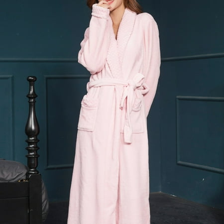

Qazqa Adult Home Wear Flannel Nightgown Long Coral Velvet Bathrobe