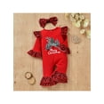 thumbnail image 2 of Kiapeise Baby Girls Christmas Outfits Ruffle Long Sleeve Romper Xmas Tree Bodysuit Flared Jumpsuit, 2 of 9