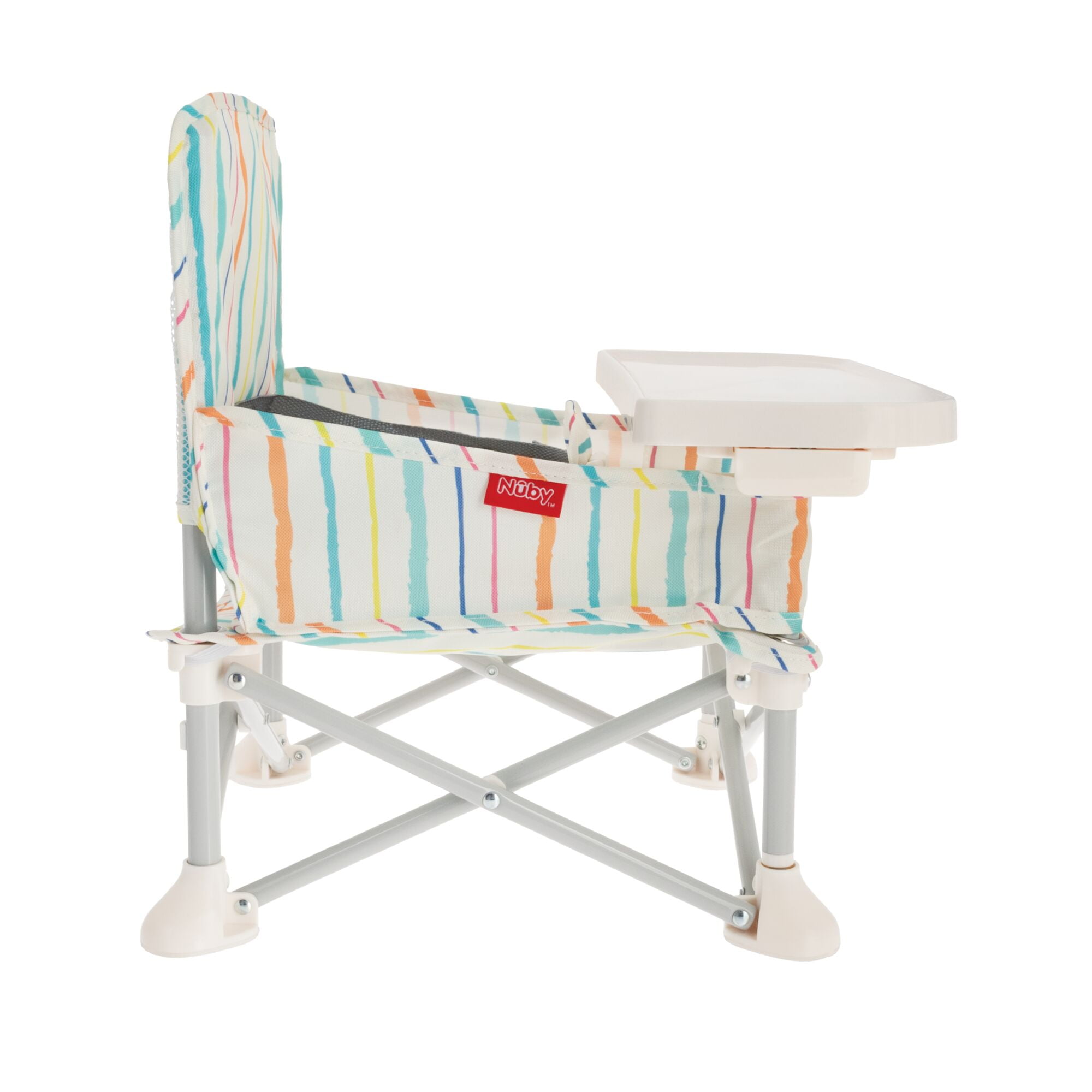 Nuby Pop-Up Portable Booster Seat with Removable Tray, Stripes