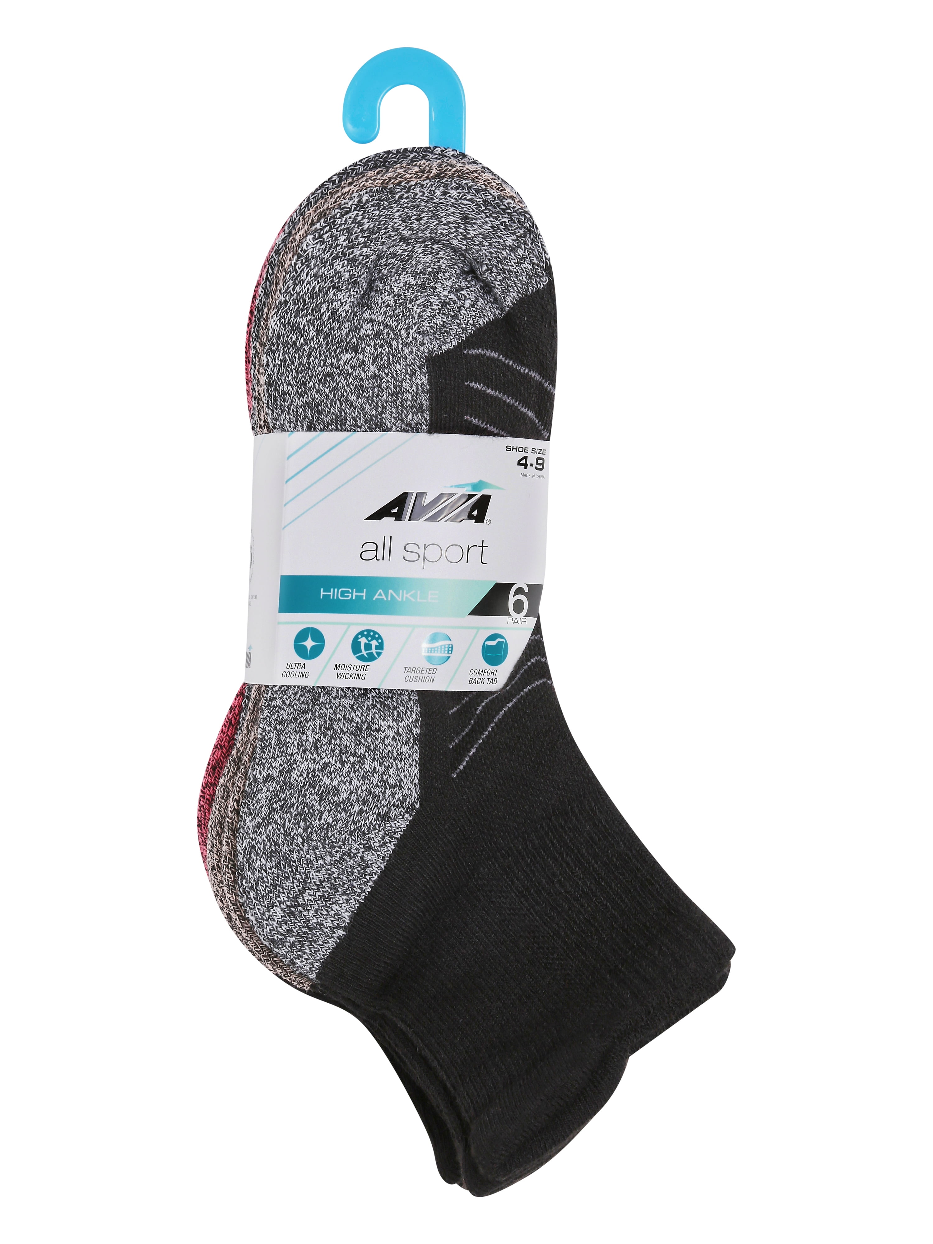 Avia Women's All Sport Cushion High Ankle Socks, 6-Pack