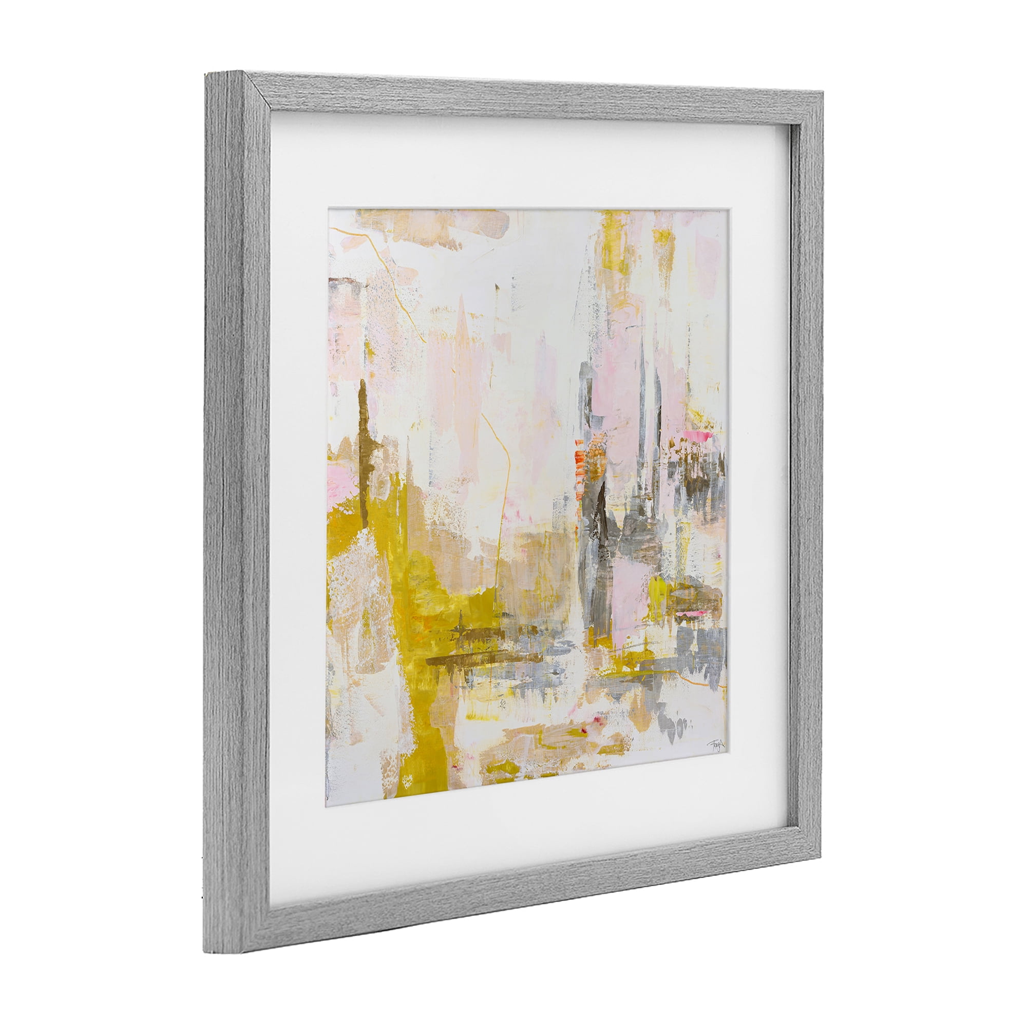 Stupell Industries New Age Yellow Abstract Gray Framed Print Under Glass, design by Design Fabrikken