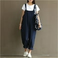 thumbnail image 1 of Pantalons Décontractés en Lin pour Femmes Combinaison en Coton Salopettes Pantalons Harem Stock US, 1 of 5
