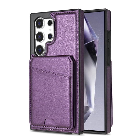 Compatible With Samsung Galaxy S23 Ultra Magnetic Detachable Wallet Case,PU Leather Back Flip Kickstand,[Compatible With Magsafe],With Card Slots,Shockproof Rugged Phone Case Cover,Purple