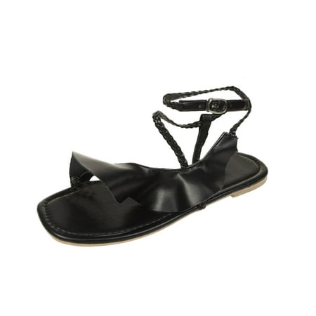 

chaolei Women s Sandals Size 9 Ladies Flat Summer Buckle Shoes Sandals Casual Ruffled Sandals Strap Women s sandals for Women for the Beach