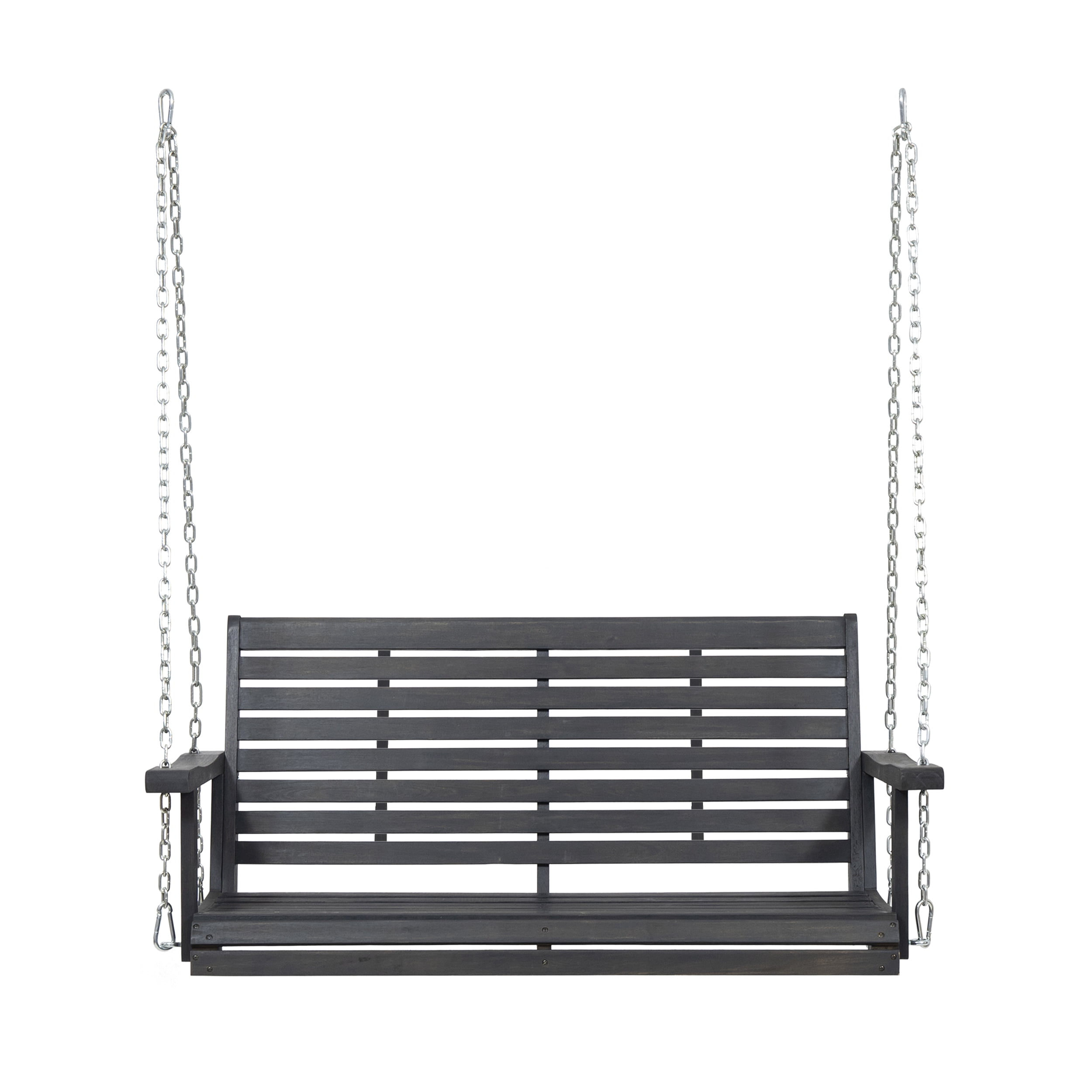 Noble House Ace Hanging Acacia wood Porch Swing Dark Gray