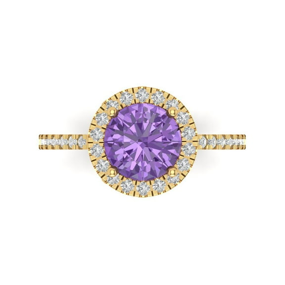 Clara Pucci 14K Yellow Gold 1.8ct Alexandrite Halo Ring for Women