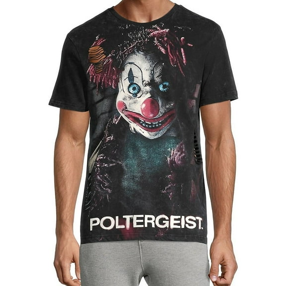 Elevenparis Mens Horror Clown Graphic T-Shirt, Black, X-Large