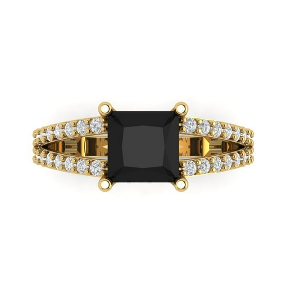Solitaire with Accents Engagement Ring for Women - 2.48ct Natural Onyx in 18K Yellow Gold Promise Ring